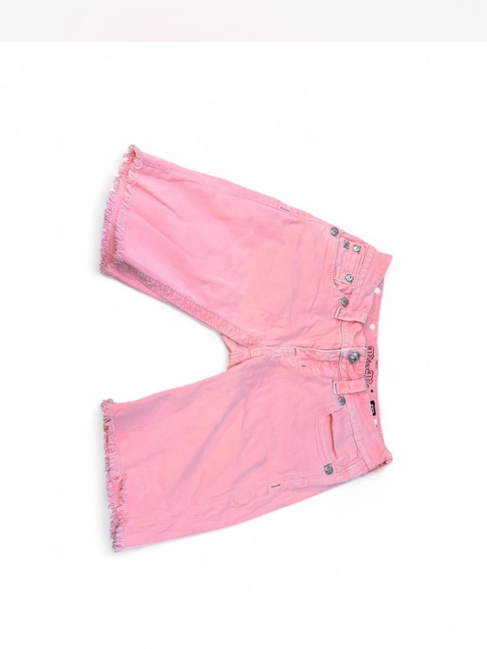 Miss Me Pink Frayed Hem Bermuda Shorts